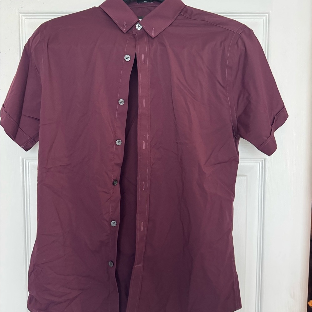 Express Red Casual Button Down Shirt Lightweight